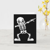 Grappige Halloween Dabbing Skeleton Skull Mannen B Kaart (Gele Bloem)