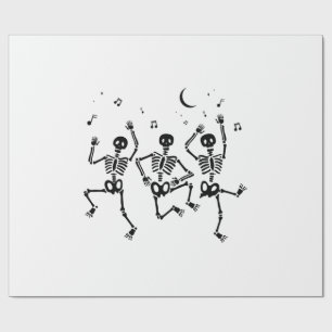 Grappige Halloween Dansende Skeletten Gelukkig Hal Cadeaupapier