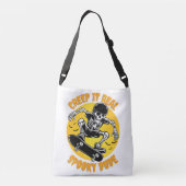 Grappige Halloween Design Skeleton Skateboarder Crossbody Tas (Achterkant)