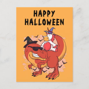 Grappige Halloween Dinosaurus Schattigee Eenhoorn Briefkaart
