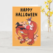Grappige Halloween Dinosaurus Schattigee Eenhoorn Kaart (Gele Bloem)
