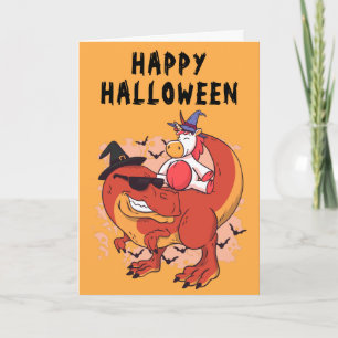 Grappige Halloween Dinosaurus Schattigee Eenhoorn Kaart