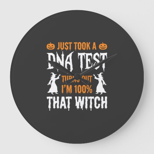 Grappige Halloween DNA-test Heks Grafisch Grote Klok (Voorkant)
