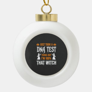 Grappige Halloween DNA-test Heks Grafisch Keramische Bal Ornament