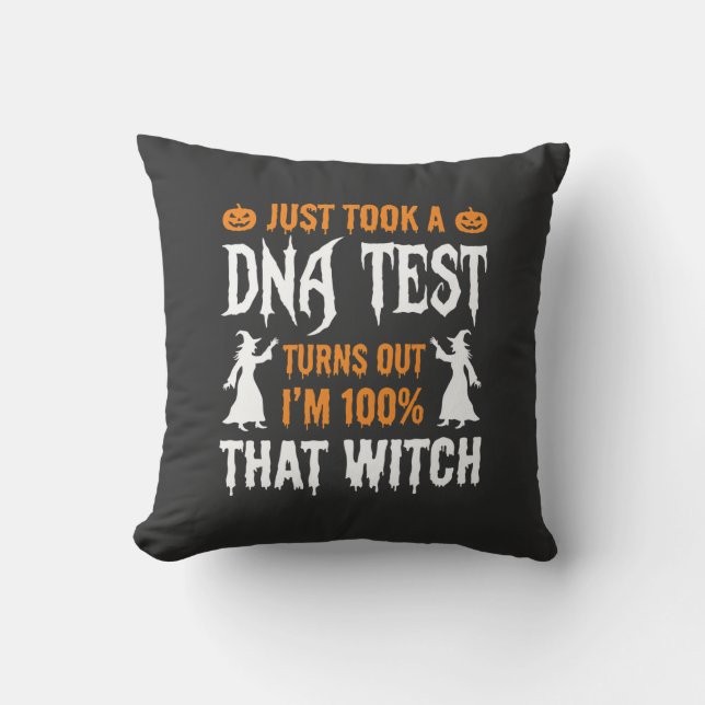 Grappige Halloween DNA-test Heks Grafisch Kussen (Voorkant)