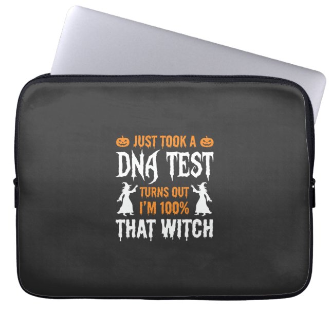 Grappige Halloween DNA-test Heks Grafisch Laptop Sleeve (Voorkant)