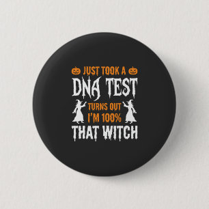 Grappige Halloween DNA-test Heks Grafisch Ronde Button 5,7 Cm