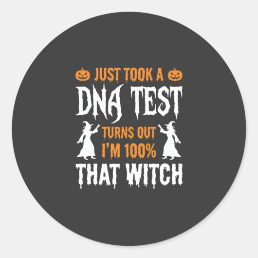 Grappige Halloween DNA-test Heks Grafisch Ronde Sticker (Voorkant)