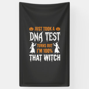 Grappige Halloween DNA-test Heks Grafisch Spandoek