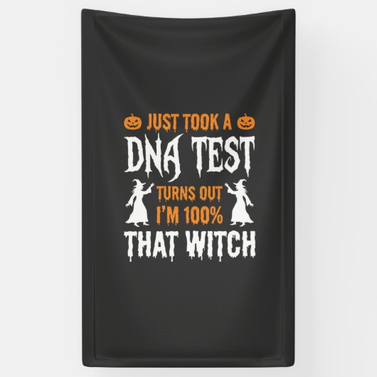 Grappige Halloween DNA-test Heks Grafisch Spandoek (Verticaal)