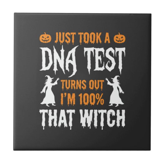 Grappige Halloween DNA-test Heks Grafisch Tegeltje (Voorkant)