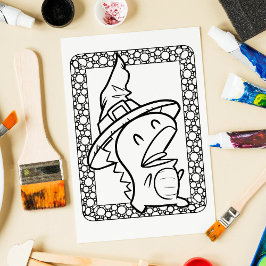 Grappige Halloween draak kleurplaat Poster