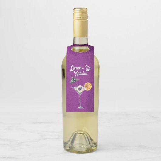 Grappige Halloween Drink up heksen Flessenhanger (Op fles)