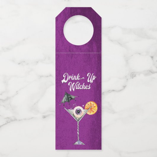 Grappige Halloween Drink up heksen Flessenhanger (Voorkant)