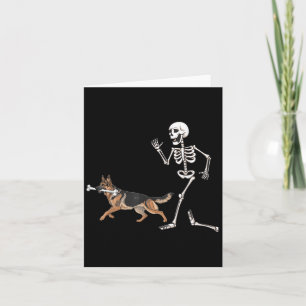 Grappige Halloween Duitse herder en skelet Kaart