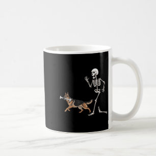 Grappige Halloween Duitse herder en skelet Koffiemok