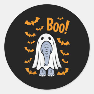 Grappige Halloween Elephant Boo Ghost kostuumvleer Ronde Sticker