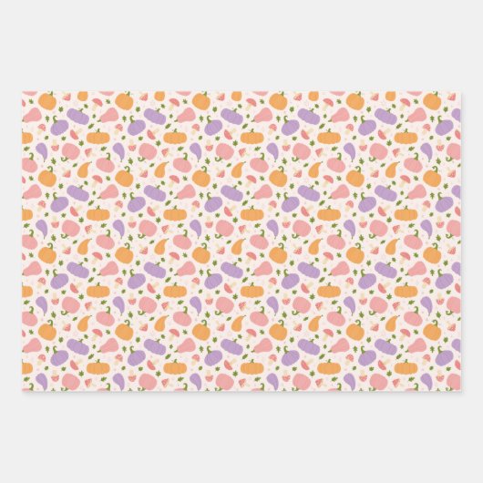 Grappige Halloween en Herfst Patterns Inpakpapier Vel (Voorkant)