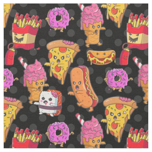 Grappige Halloween fastfood monsters Stof (Close Up)