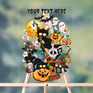 Grappige Halloween Feest met Katten Acryl Bord
