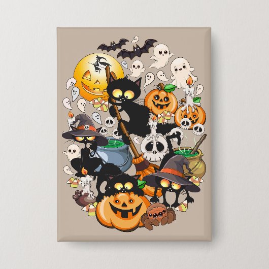 Grappige Halloween Feest met Katten Button (Voorkant)
