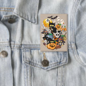 Grappige Halloween Feest met Katten Button (Insitu)
