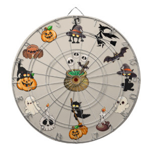 Grappige Halloween Feest met Katten Dartbord