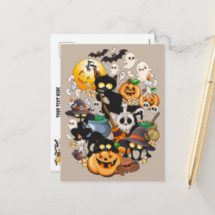 Grappige Halloween Feest met Katten Feestdagenkaart
