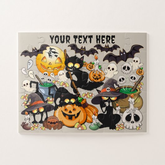 Grappige Halloween Feest met Katten Legpuzzel (Horizontaal)