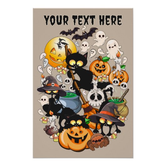 Grappige Halloween Feest met Katten Perfect Poster (Voorkant)