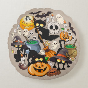 Grappige Halloween Feest met Katten Rond Kussen