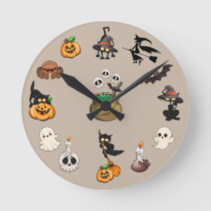 Grappige Halloween Feest met Katten Ronde Klok