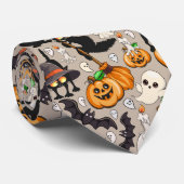Grappige Halloween Feest met Katten Stropdas (Opgerold)
