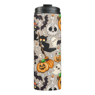 Grappige Halloween Feest met Katten Thermosbeker