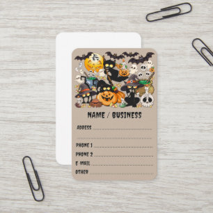 Grappige Halloween Feest met Katten Visitekaartje