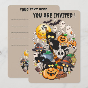 Grappige Halloween Feest voor Katten Kaart