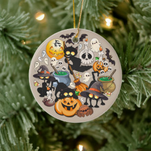 Grappige Halloween Feest voor Katten Keramisch Ornament