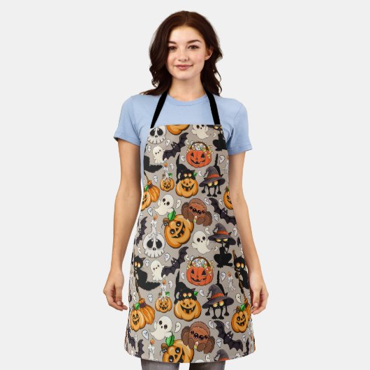 Grappige Halloween Feest voor Katten Schort (Gedragen)