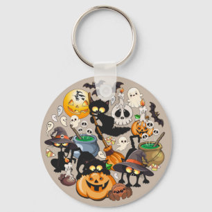 Grappige Halloween Feest voor Katten Sleutelhanger