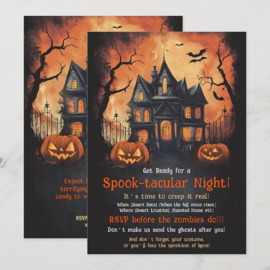 Grappige Halloween-feestuitnodiging Kaart (Voorkant / Achterkant)