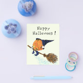 Grappige Halloween Flyer met Witch Pompoen Vliegen (Enkel)