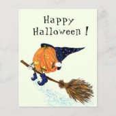 Grappige Halloween Flyer met Witch Pompoen Vliegen (Voorkant)