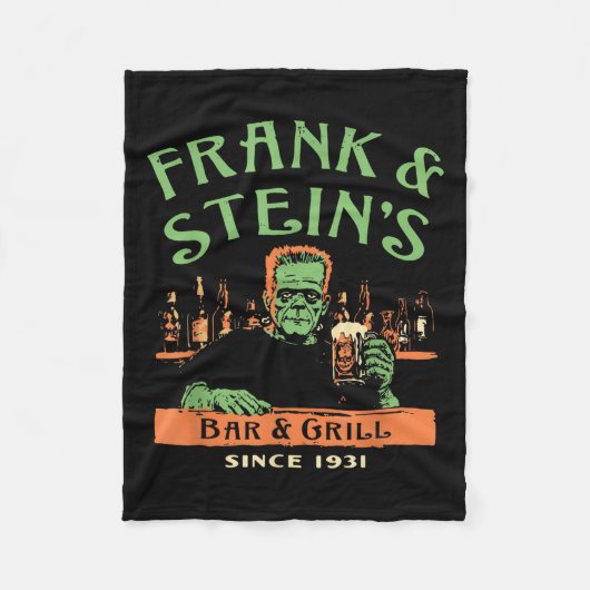 Grappige Halloween Frank en Stein's Bar Grill Fleece Deken (Voorkant)