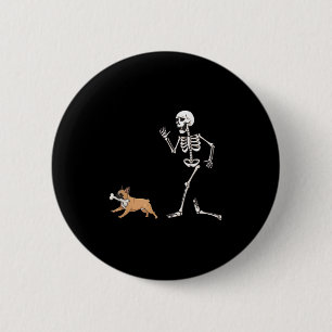 Grappige Halloween Franse Bulldog En Skelet Ronde Button 5,7 Cm