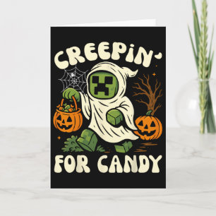Grappige Halloween-gamer-pixelkidsjongen sluipt ro Kaart