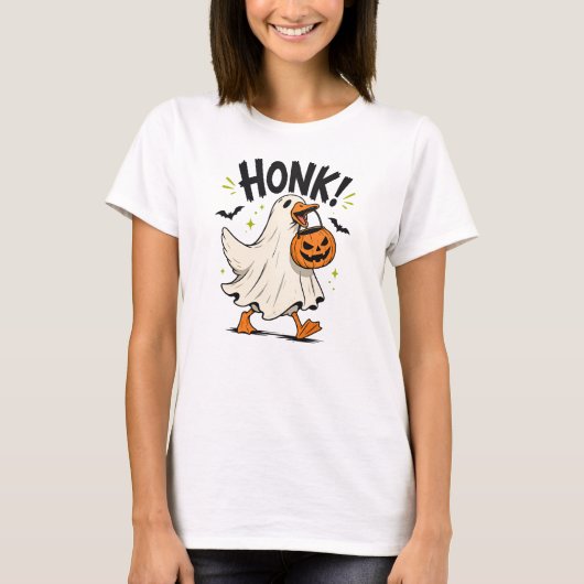 Grappige Halloween Gans Geest T-shirt (Voorkant)
