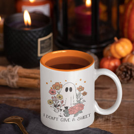 Grappige Halloween Geest & Bloem Koffiemok Tweekleurige Koffiemok