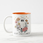 Grappige Halloween Geest & Bloem Koffiemok Tweekleurige Koffiemok (Links)