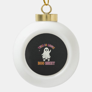 Grappige Halloween Geest Boe Vel Bloemig Retro Ont Keramische Bal Ornament
