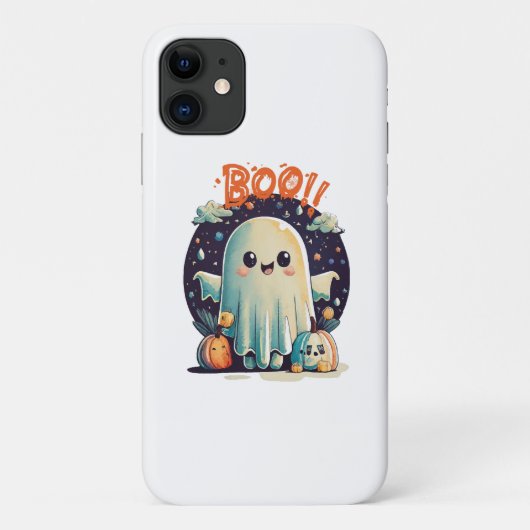 Grappige Halloween Geest Boo in Melkweg Case-Mate iPhone Case (Achterkant)